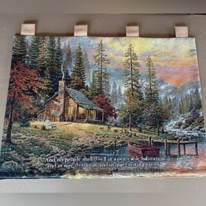 Thomas Kinkade Wall Hanging Tapestry A Peaceful Retreat 2002 Isaiah 32:18 verse
